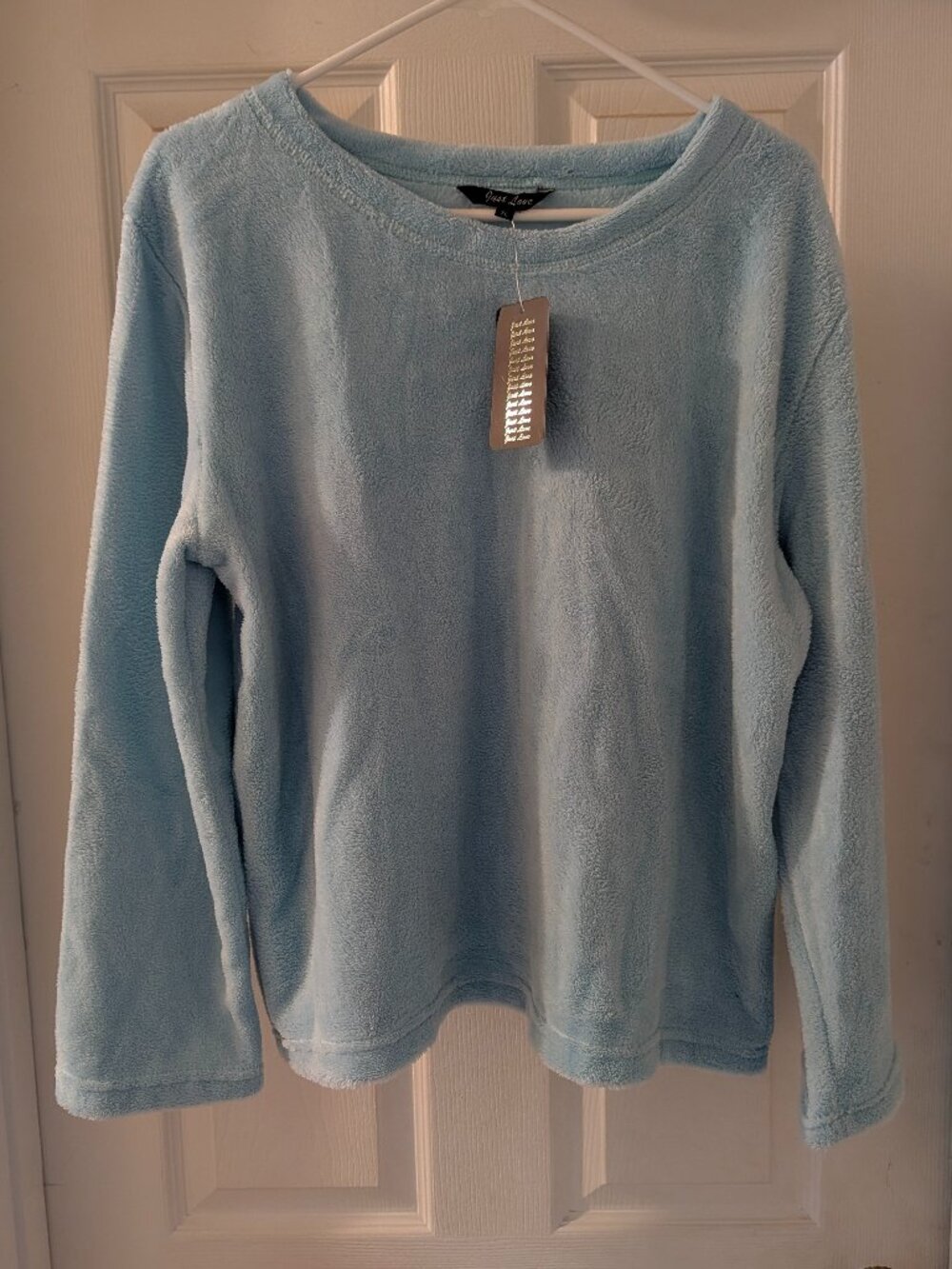 NWT Just Love Baby Blue Plush Fleece Loungewear Pajama Sweatshirt Top XL
